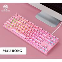 Bàn phím giả cơ SHIPADOO K87  Nút tròn đèn led 7 màu cực đẹp (hồng/ đen)