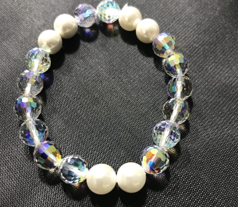 Lắc tay nữ Pha lê Swarovski 14 viên pha lê tròn 6 viên hạt trai PL003