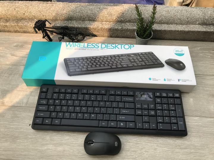 Bộ Bàn Phím Chuột Không Dây FORTER IK1600 Cao Cấp, Màu Đen, tặng kèm pin