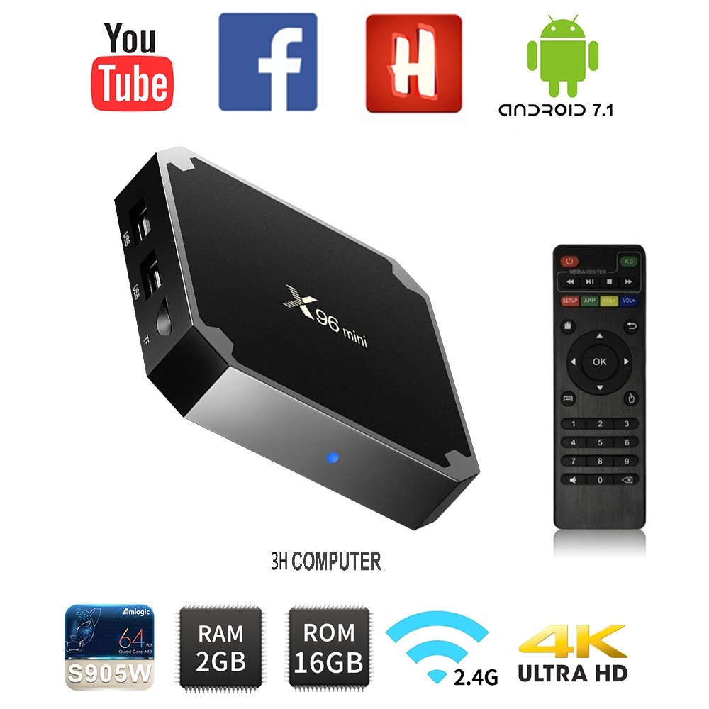 Android Tivi TV Box X96 Mini Pro CPU S905W Ram 2Gb Rom 16Gb ANROID 7.1 Mới nhất
