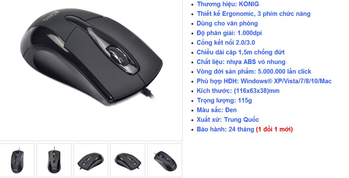 CHUỘT KONIG KM12  HÀNG CHUYÊN GAME CHO PHÒNG NET