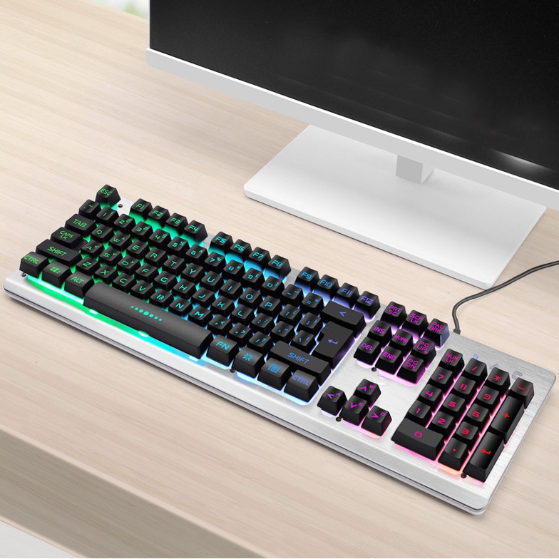 Bàn phím cao cấp Gaming LED  FX BACKLIGHT EFECTS giả cơ mặt kim loại, LED 2 chế độ, phím mềm và êm,siêu bền cho game thủ