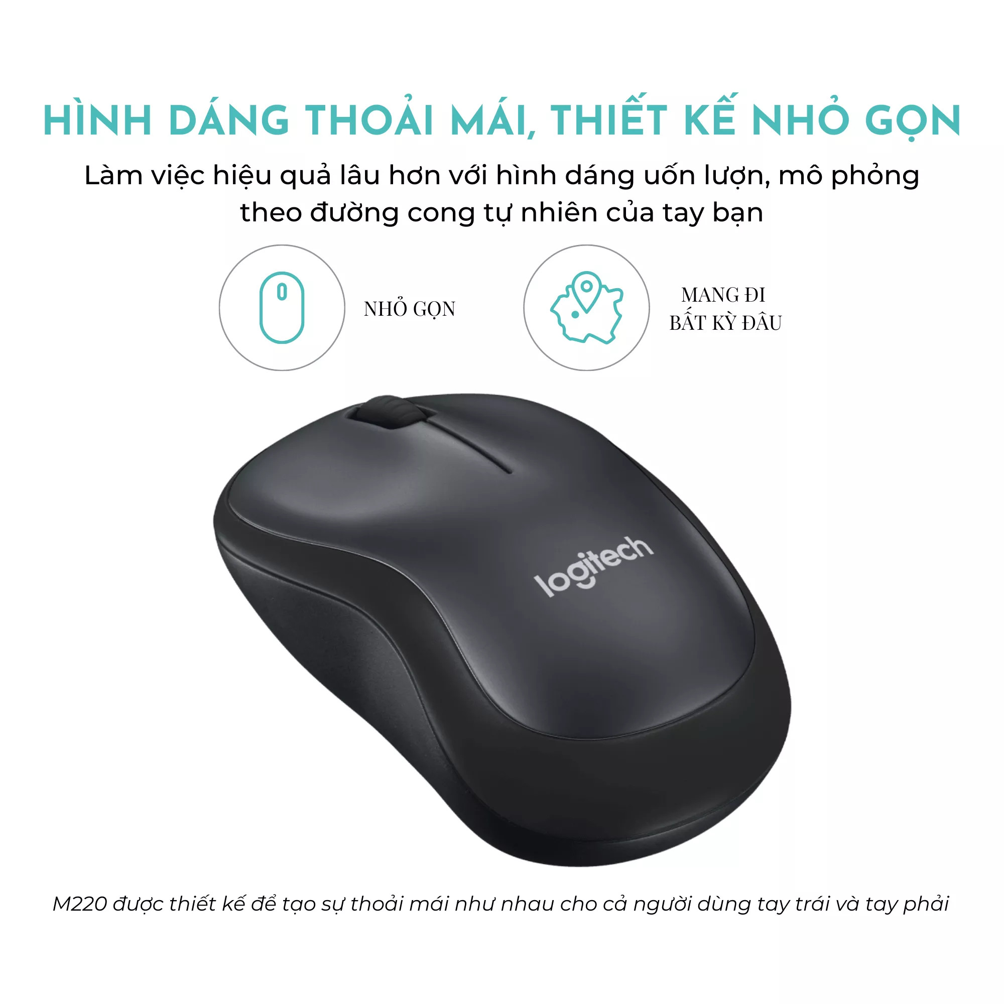 Chuột Logitech M220 không dây Sient Click siêu bền giảm tiếng ồn Tặng kèm pin