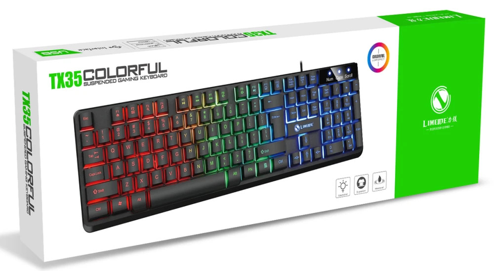 Bàn phím giả cơ chuyên game LIMEME TX35 màu đen có Led Xuyên Phím 7 Màu cực đẹp
